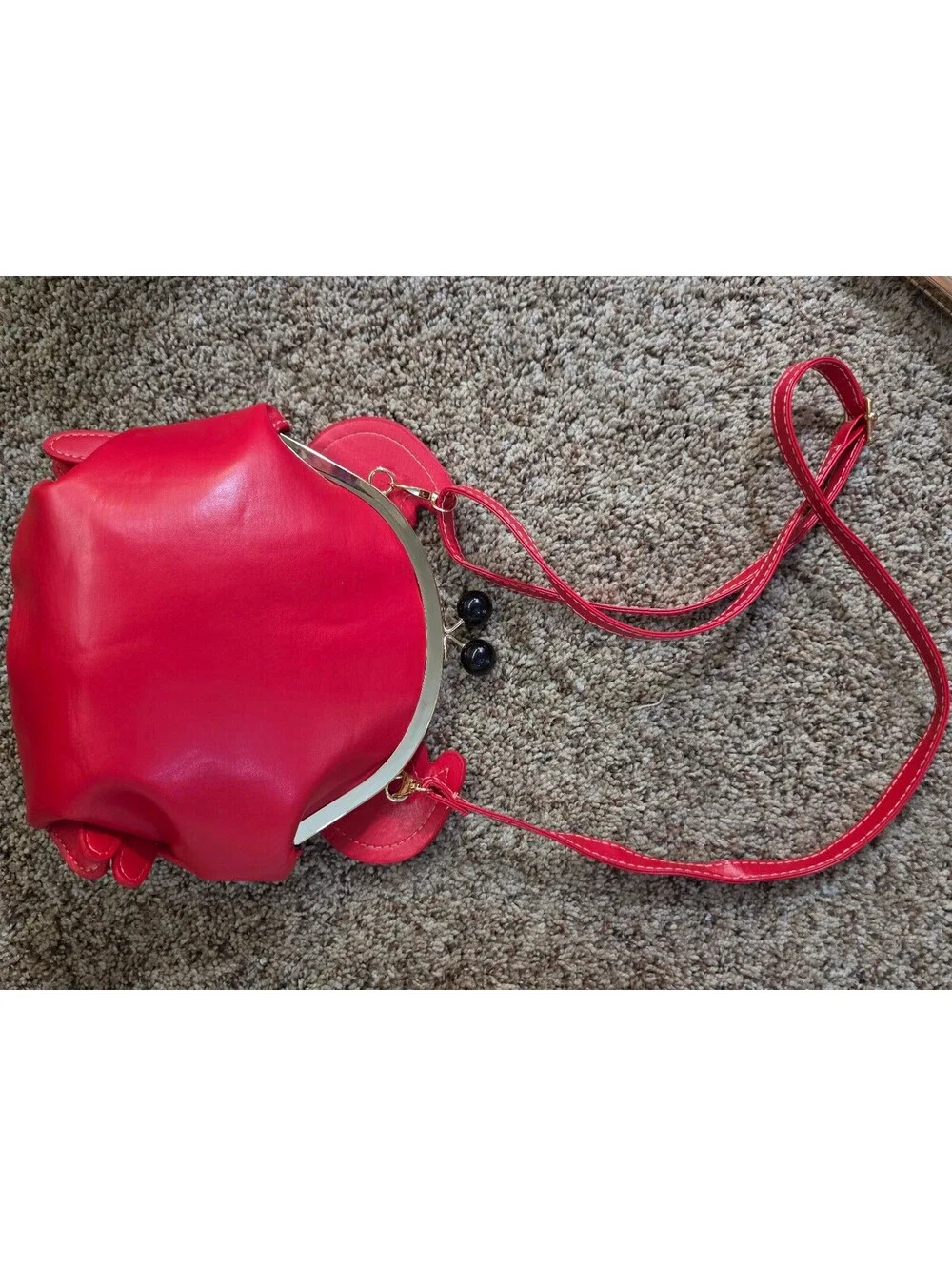 Red Crab-Shaped Faux Leather Crossbody Bag with Clasp Closure